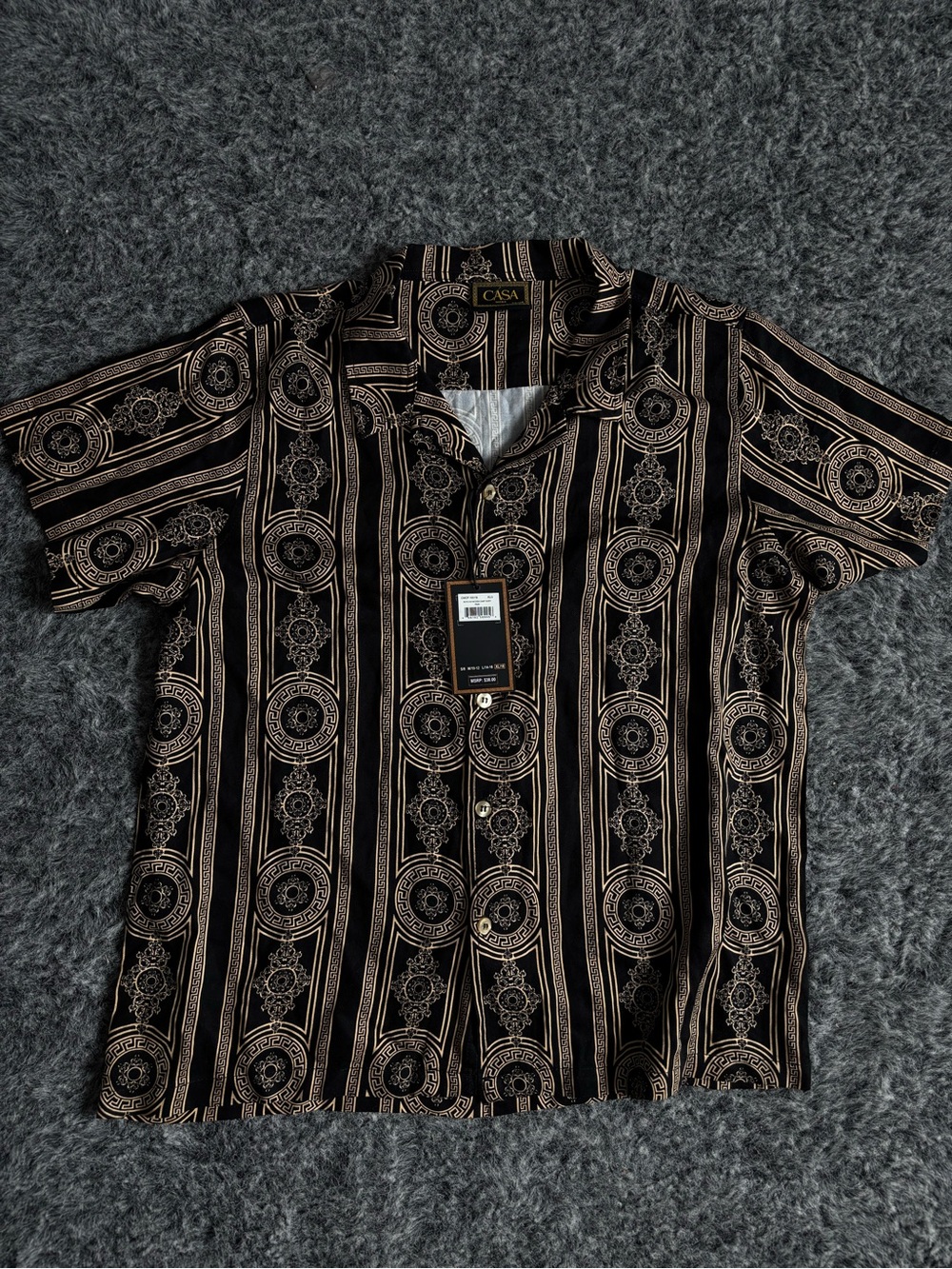 Boys Casa Black & Tan Patterned Short-Sleeve Shirt